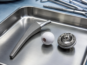 Hip implant components tray — total hip replacement at Max Hospital Mohali