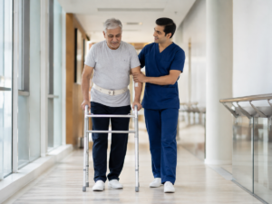 Patient walking after hip replacement recovery — Dr. Sandeep Gupta, Chandigarh