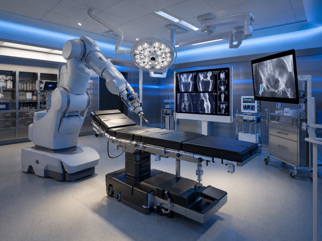 Dr. Sandeep Gupta performing robotic hip replacement surgery at Max Hospital Mohali